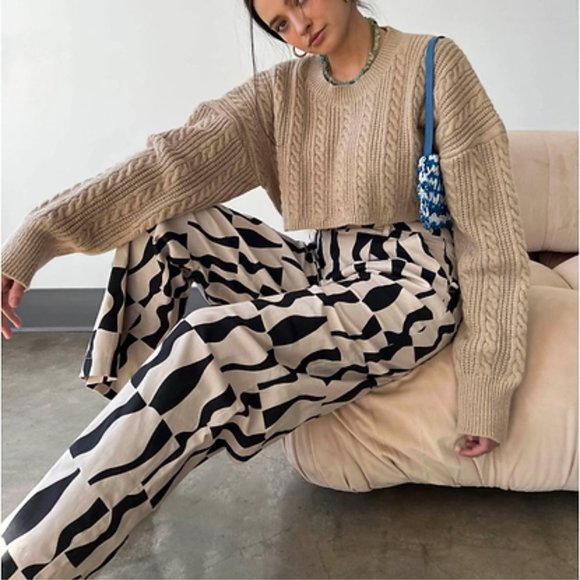 𝅺bailey Rose Ladies' Abstract Y2K High-Rise Trousers - Picture 2 of 6